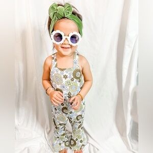 Toddler girl green flower jumpsuit - SHEIN